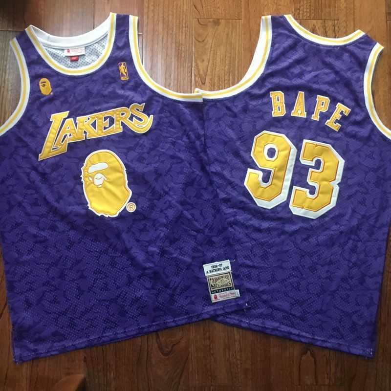 Lakers 93 Bape Purple 1996 97 Hardwood Classics Jersey Mixiu,We sell and wholesale Lakers 93 Bape Purple 1996 97 Hardwood Classics Jersey Mixiu on line form chian!